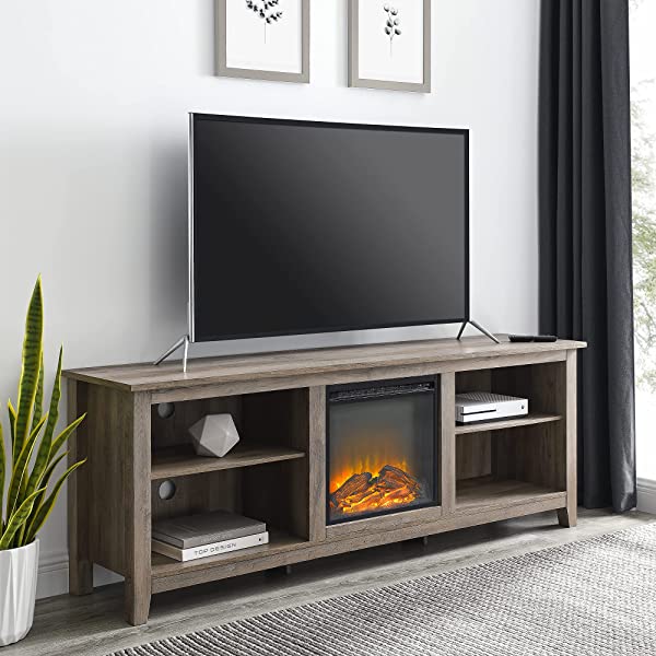 Walker Edison Wren Classic 4 Cubby TV Stand for TVs up to 65 Inches, 58 Inch, Black Black 58 InchTV Stand