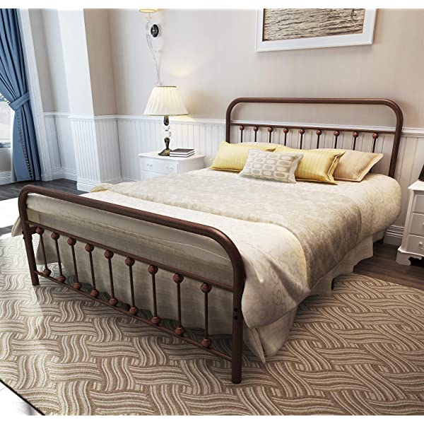 Black Metal Bed Frame Full Size with Headboard and Footboard Single Platform Mattress Base,Metal Tube and Iron-Art Bed（Full,Black） Full Black