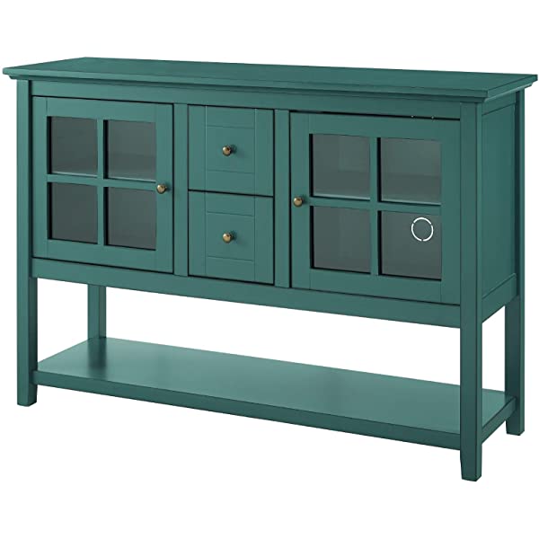 Walker Edison Charlotte Classic Glass Door Storage Buffet, 52 Inch, Espresso Espresso 52 Inch