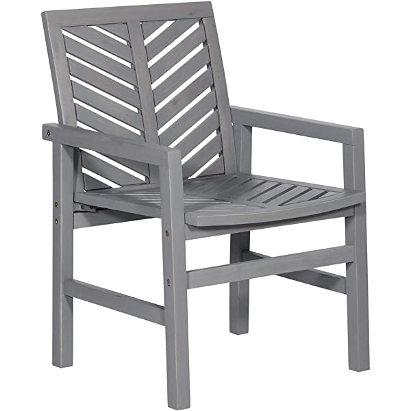 Walker Edison 5 Person Outdoor Wood Chevron Patio Furniture Dining Set Table Chairs Bench All Weather Backyard Conversation Garden Poolside Balcony, 4 Piece, Brown Brown 4 Piece Dining Set