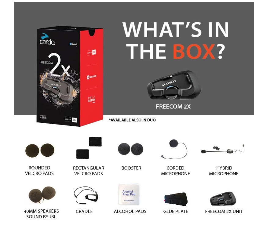 Cardo FRC2X103 Freecom 2X Motorcycle 2-Way Bluetooth Communication System Headset - Dual Pack, Black