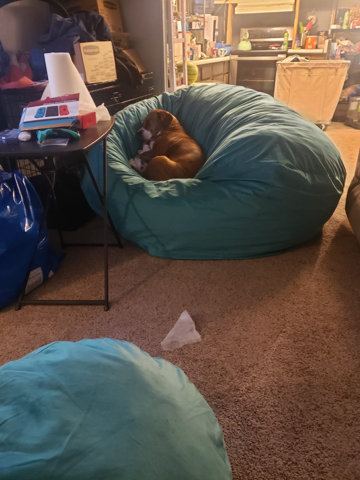 【Furniture】6000 Bean Bag Chair w/Footstool: Giant Foam-Filled Furniture - Machine Washable Covers