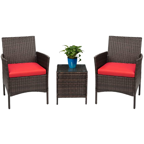 Devoko Patio Furniture Set 3-piece PE Rattan Wicker Chair with Dining Table Outdoor Garden Furniture Se