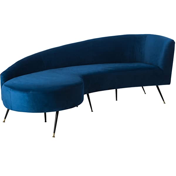 Safavieh Couture Home Evangeline Modern Glam Champagne Velvet and Black Parisian Sofa Champagne/Black