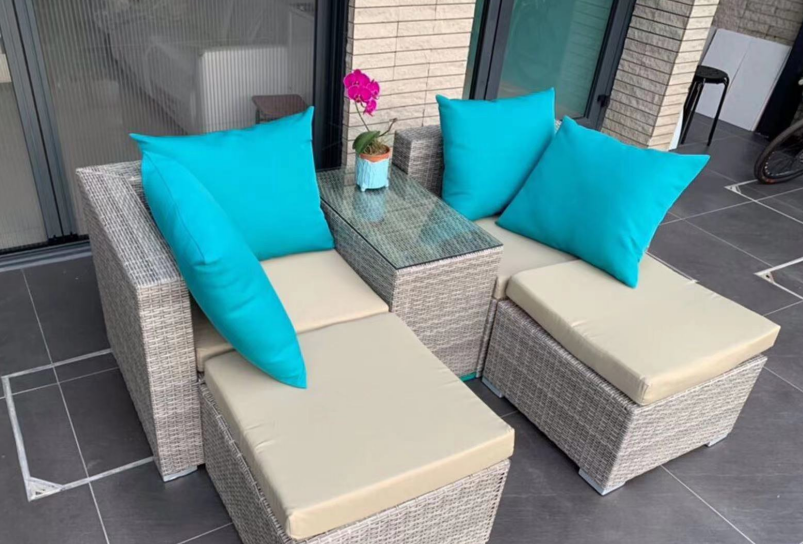 Rattan sofa outdoor sunshade double bed with canopy waterproof and sunscreen furniture