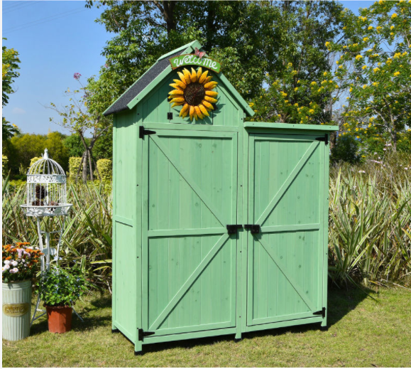 Outdoor solid wood storage storage cabinet garden courtyard balcony cabinet rain boots shovel tool cabinet rainproof mold storage box