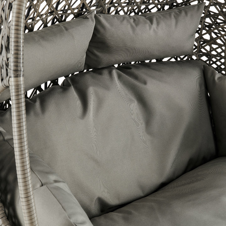 Double Egg Chair and Single Egg Chair with Stand, Luxury Wicker Rattan Patio Basket Swing Egg Chair