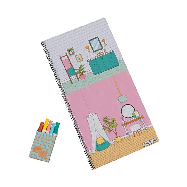 KidKraft Designed by Me™: Magnetic Makeover Wooden Dollhouse with Magnets, Fabric Wallpapers and 10 Pieces of Furniture, Gift for Ages 3+ Modern