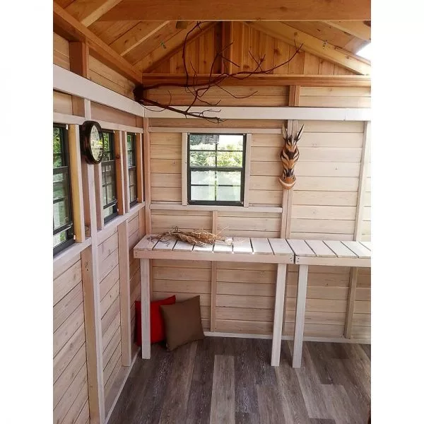 SUNSHED 8 FT. W X 8 FT. SOLID WOOD STORAGE SHED