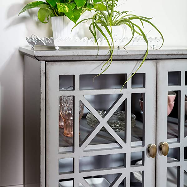 Walker Edison Charlotte Classic Glass Door Storage Buffet, 52 Inch, Espresso Espresso 52 Inch