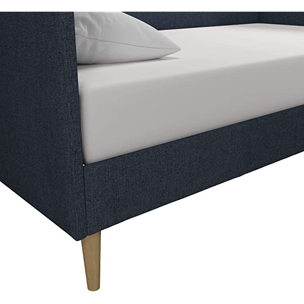 DHP Franklin Mid Century Upholstered Daybed, Sofa Bed, Twin Size Frame, Tan Linen Linen Twin Tan