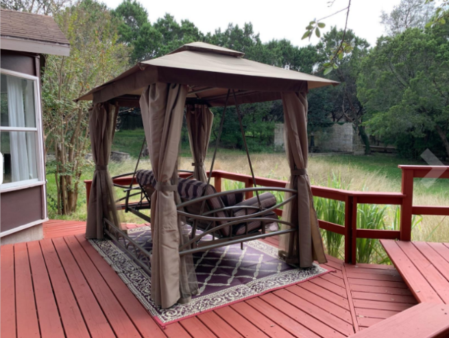 Purple Leaf 3 Person Outdoor Gazebo Terrace Swing with Adult Canopy Swing