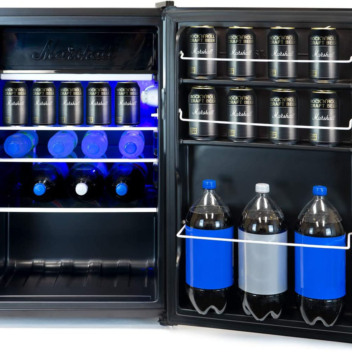 Marshall MF44BLKNAU 4.4 Cubic-Foot Bar Fridge with Freezer, Black.