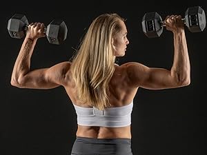 Female lifting hex dumbbells