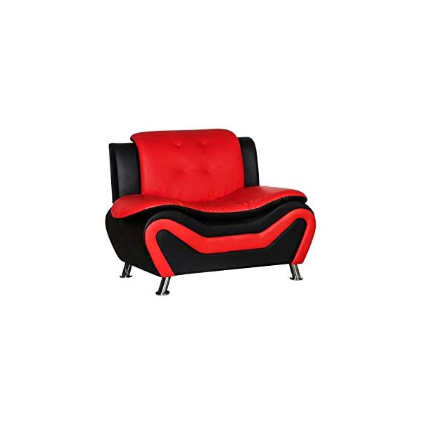 Kingway Furniture Gilan Faux Leather Club Chair - Black/Red
