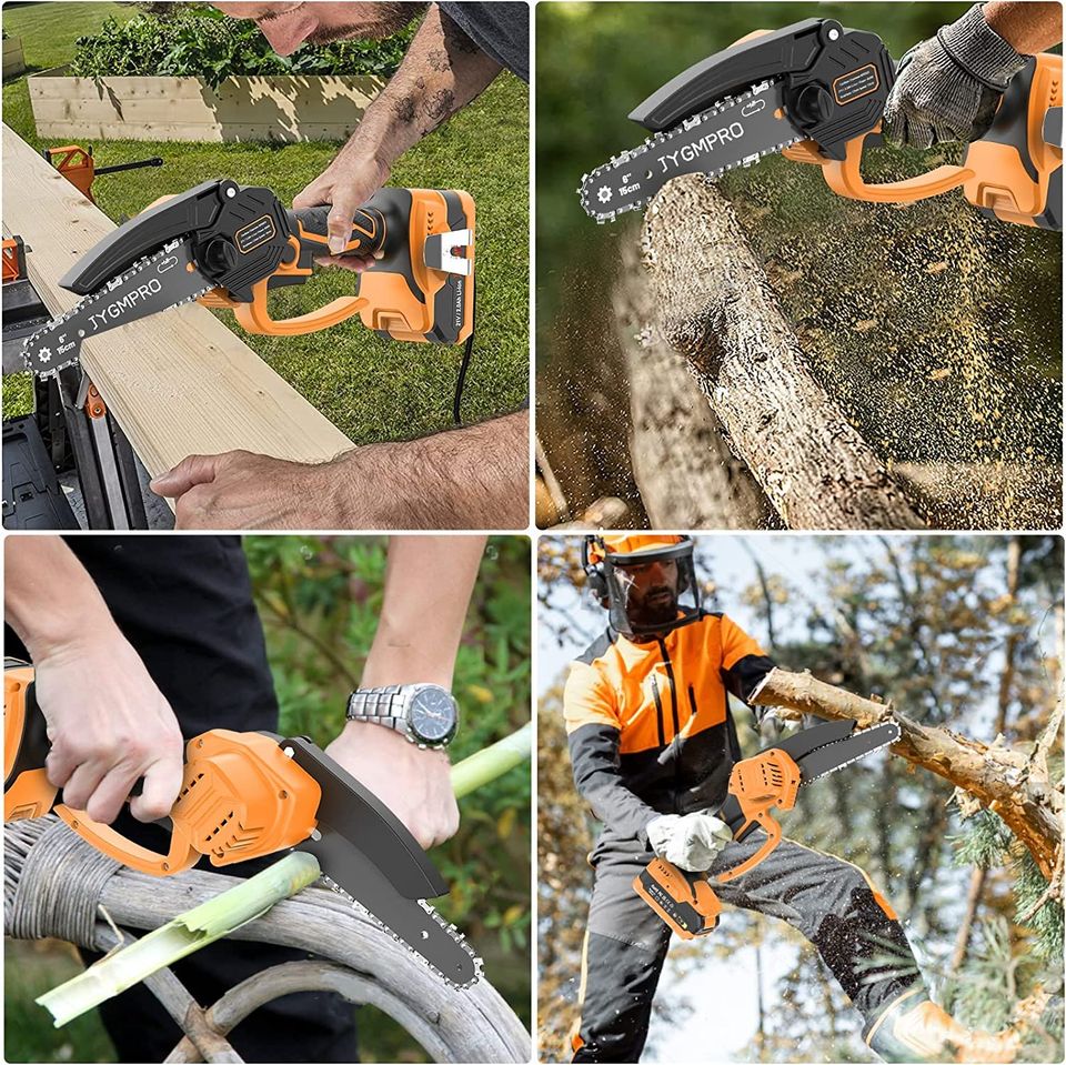 Mini 6 Pro Chainsaw , Cordless Chainsaw Brushless 2 Batteries, heavy duty. IB3