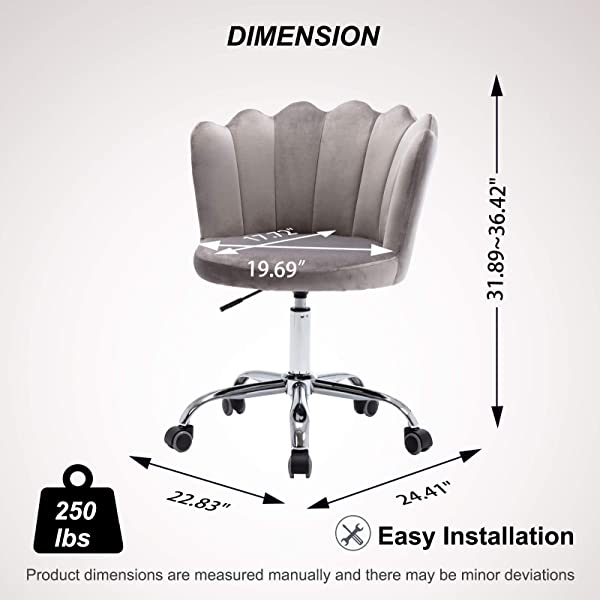 MTFY Modern Home Office Swivel Chair, Shell Desk Chair with Adjustable Height, Upholstered Ergonomic Computer Desk Chair Leisure Task Chair Accent Armchair for Office, Living Room,Bedroom (Beige)