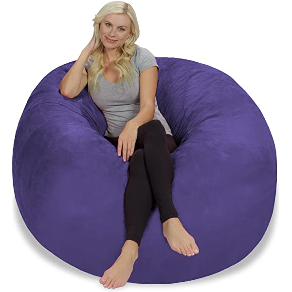 Chill Sack Bean Bag Chair: Giant 5' Memory Foam Furniture Bean Bag - Big Sofa with Soft Micro Fiber Cover - Navy Microsuede - Navy
