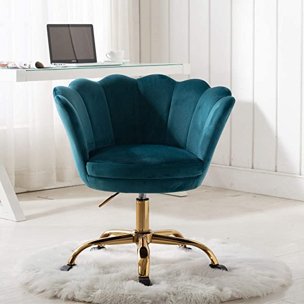 MTFY Modern Home Office Swivel Chair, Shell Desk Chair with Adjustable Height, Upholstered Ergonomic Computer Desk Chair Leisure Task Chair Accent Armchair for Office, Living Room,Bedroom (Beige)