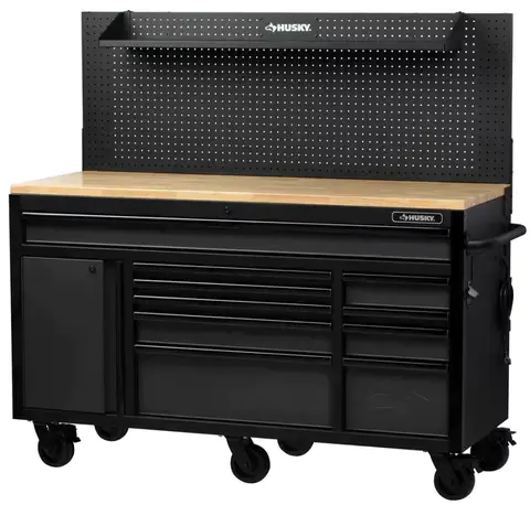 Heavy duty 61 wide 10 drawer, 1 deep 1 door toolbox mobile workbench