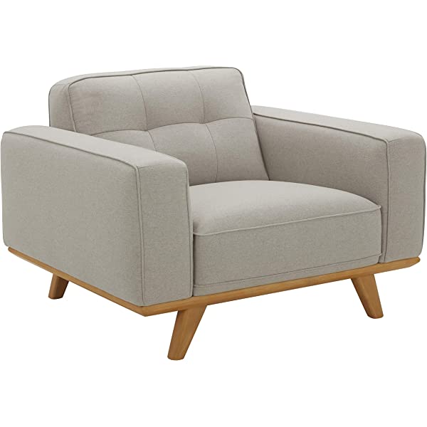 Amazon Brand – Rivet Bigelow Modern Oversized Leather Accent Chair with Wood Base, 44.1