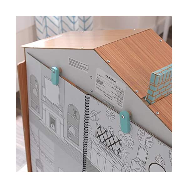 KidKraft Designed by Me™: Magnetic Makeover Wooden Dollhouse with Magnets, Fabric Wallpapers and 10 Pieces of Furniture, Gift for Ages 3+ Modern