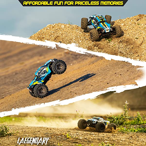 1:10 Scale Large RC Cars 50+ kmh Speed - Boys Remote Control Car 4x4 Off Road Monster Truck Electric - Hobby Grade Waterproof Toys Trucks for Kids and Adults - 2 Batteries + Connector for 40+ Min Play Black - Red 1:10 Scale 31 mph