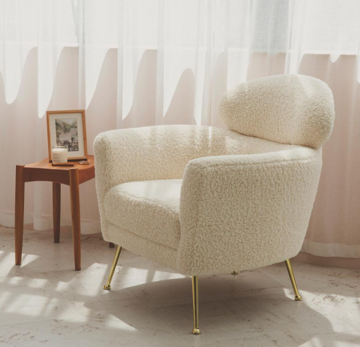 Nordic designer light luxury lamb wool soft cute sofa living room bedroom balcony lazy princess chair