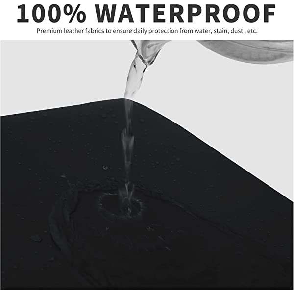 Easy-Going PU Leather Recliner Sofa Slipcovers, Waterproof Stretch Sofa Covers, 8 Pieces Stretch Furniture Protector, Elastic Strap Shield Pets Kids Children Cats Dogs Beige