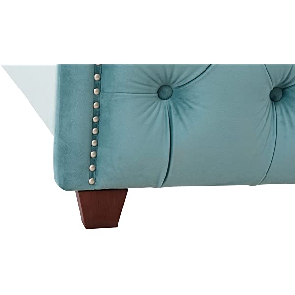 Jennifer Taylor Home Marcella Collection Queen Wingback Tufted Hand-Applied Nail Heads Upholstered Bed, Antique White Antique White Queen