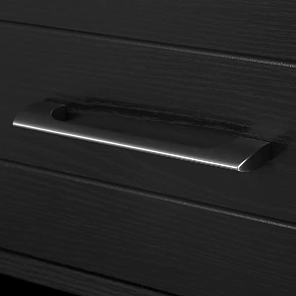 South Shore Vietti Bar Cabinet with Liquor and Wine Bottle Storage with Drawers, Black Oak with Metal Handles