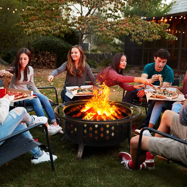 23'' H x 36'' W Steel Wood Burning Outdoor Fire Pit