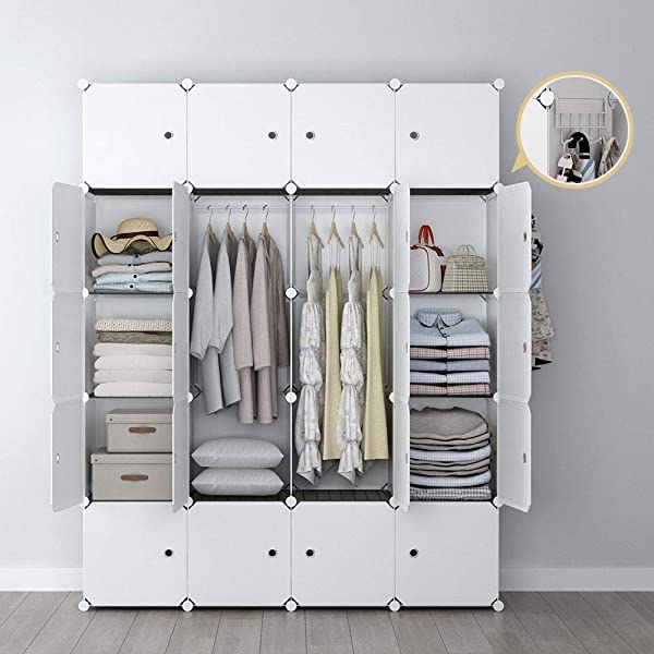 YOZO Cube Storage Organzier Portable Closet Wardrobe Bedroom Dresser (71x14x71 inches) Portable Closet Cube Shelf Armoire Pantry Cabinet, 25 Cubes, Blue 25Cubes Blue