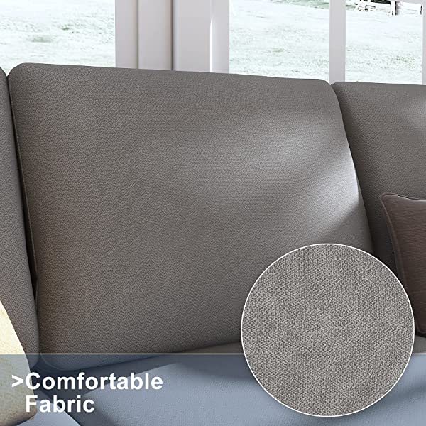 HONBAY Convertible Sectional Sofa Couch, L-Shaped Couch with Modern Linen Fabric for Small Space Dark Grey