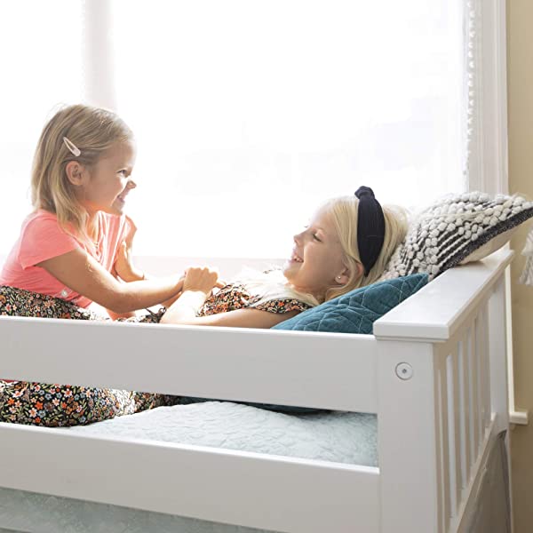 Max & Lily Twin Low Loft Bed with Staircase, White White Low Loft + Staircase Bed
