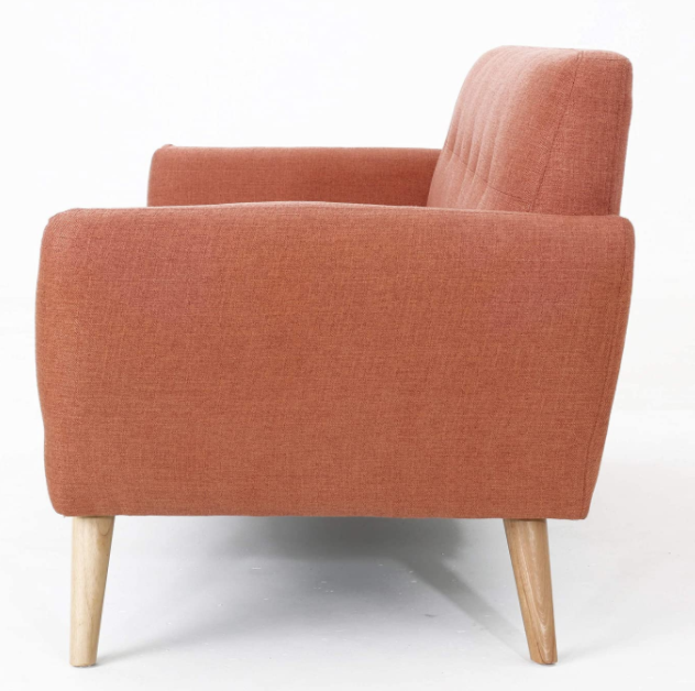 Christopher Knight Home Josephine Mid-Century Modern Petite Fabric Sofa, Burnt Orange / Natural