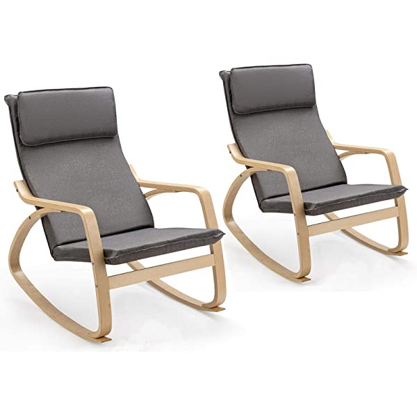 Giantex Rocking Chair with Removable Upholstered Cushion, Stable Wooden Frame Relaxing Modern Leisure Armchair Suitable for Living Room, Bedroom, Balcony, Nursery Room Ergonomic Chair(1, Beige) 1 Beige