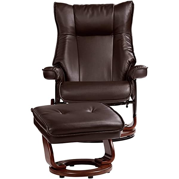 Newport Taupe Swivel Recliner and Slanted Ottoman