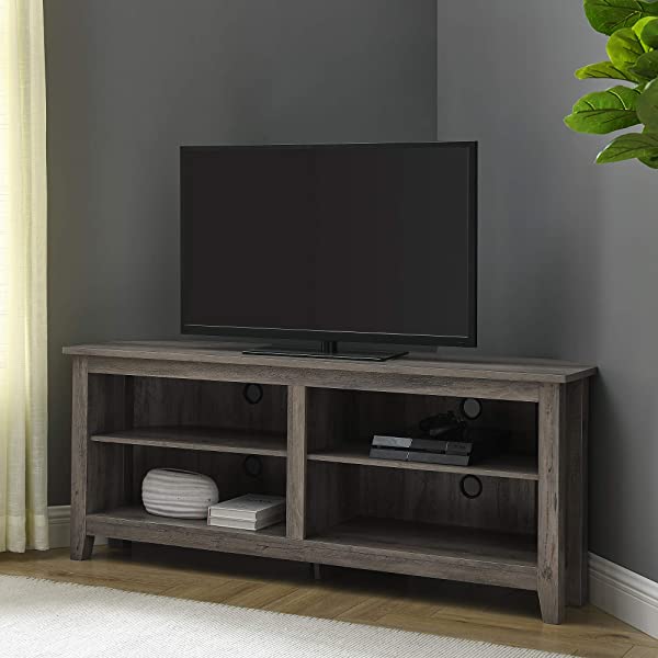 Walker Edison Wren Classic 4 Cubby TV Stand for TVs up to 65 Inches, 58 Inch, Black Black 58 InchTV Stand