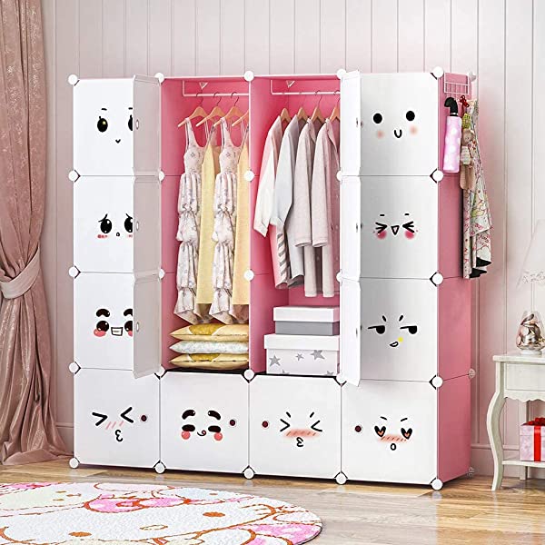 YOZO Cube Storage Organzier Portable Closet Wardrobe Bedroom Dresser (71x14x71 inches) Portable Closet Cube Shelf Armoire Pantry Cabinet, 25 Cubes, Blue 25Cubes Blue