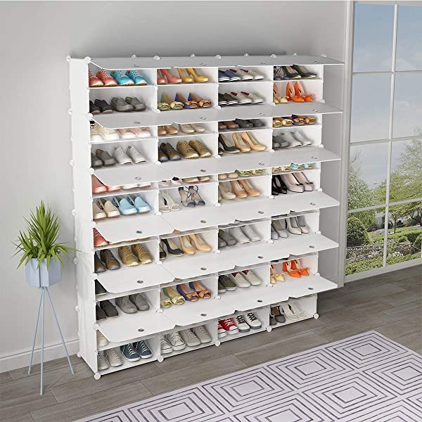 KOUSI Portable Shoe Rack Organizer 24 Pair Tower Shelf Storage Cabinet Stand Expandable for Heels, Boots, Slippers, 6 Tier White 32