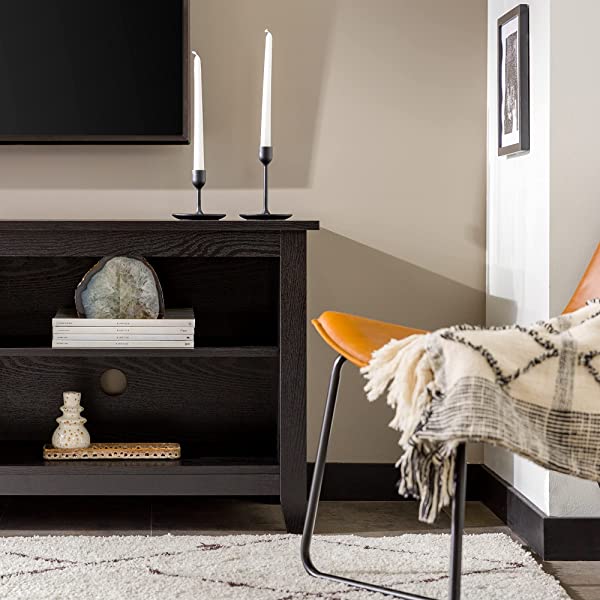 Walker Edison Wren Classic 4 Cubby TV Stand for TVs up to 65 Inches, 58 Inch, Black Black 58 InchTV Stand