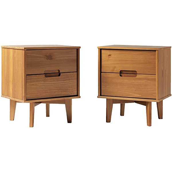 Walker Edison Mid Century Modern Grooved Handle Wood Dresser Bedroom Storage Drawer Organizer Closet Hallway, 6 Drawer, Caramel Caramel 1 pack 6 Drawer