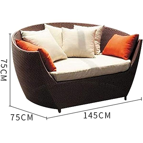 ZHJBD Exquisite Furniture-Sofa Patio Furniture Outdoor Daybed with Soft Cushions, Leisure Wicker Chair,PE Wicker Rattan Round Sectional Sofa Set for Lawn Garden Backyard Poolside,Sturdy and Durable