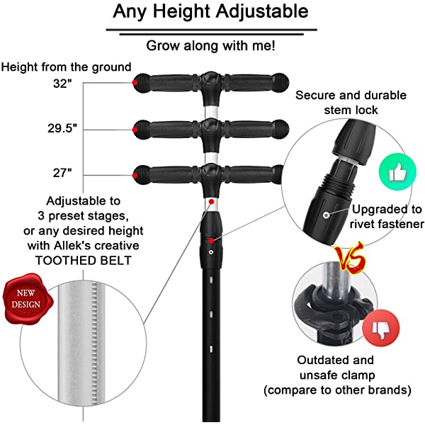 Allek Kick Scooter B03, Lean 'N Glide 3-Wheeled Push Scooter with Extra Wide PU Light-Up Wheels, Any Height Adjustable Handlebar and Strong Thick Deck for Children from 3-12yrs (Rose Pink)