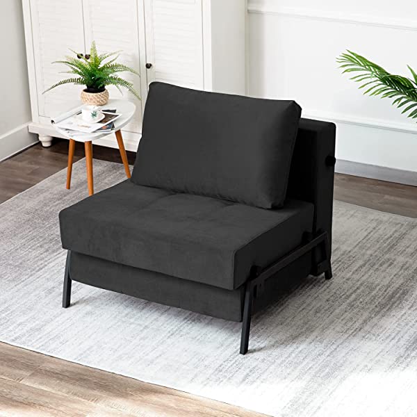 Vonanda Sofa Bed, Folding Velvet Sleeper Sofa, Modern Sleeper Chair Bed with Hidden Legs and Sturdy Frame for Small Living Space, Velvet Hunter Green