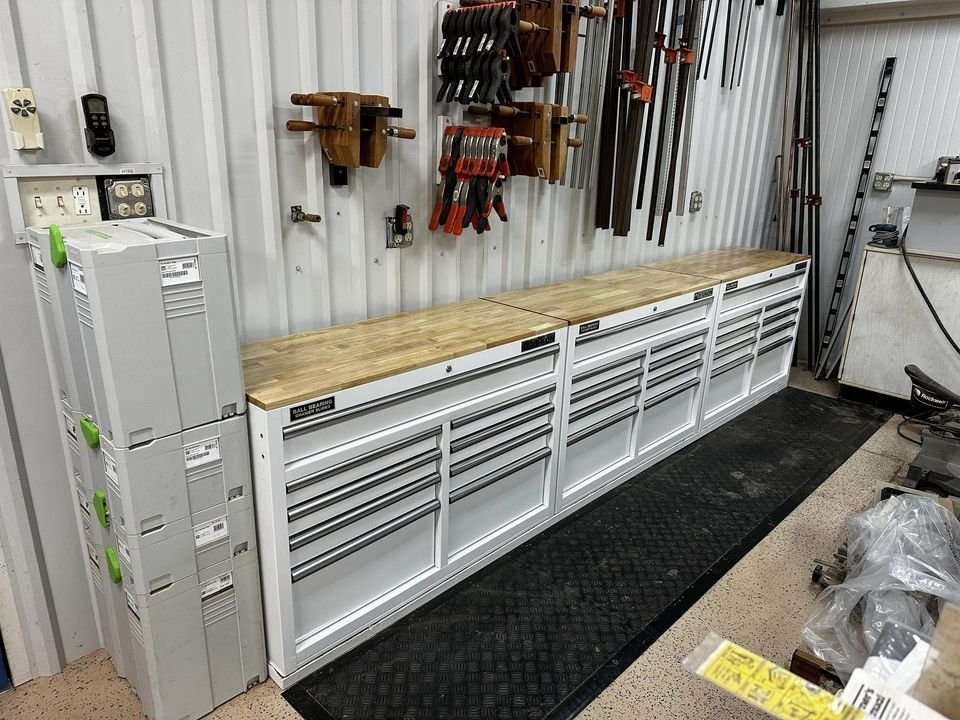 46 in. 9 Drawer Mobile Storage Cabinet with Solid Wood Top.