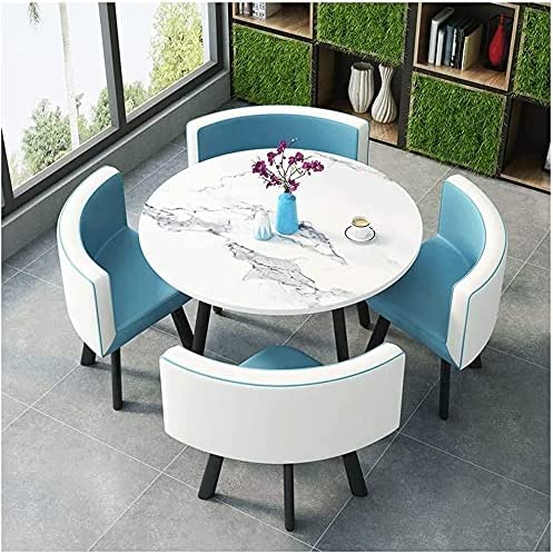 【Furniture】Kitchen Dining Table Set Round Dining Table Set for Home, Home Furniture Set 1 Table 4 Chairs