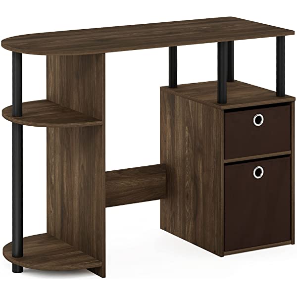 FURINNO Jaya Computer Study Desk with Bin, Brown Espresso
