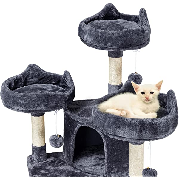Yaheetech 68.5in Multi-Level Cat Tree Large Cat Condo with Sisal-Covered Platforms Scratching Board & Scratching Posts, Cozy Perches, Stable Cat Tower Cat Condo Pet Play House Dark Gray